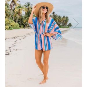 Pink lily striped romper